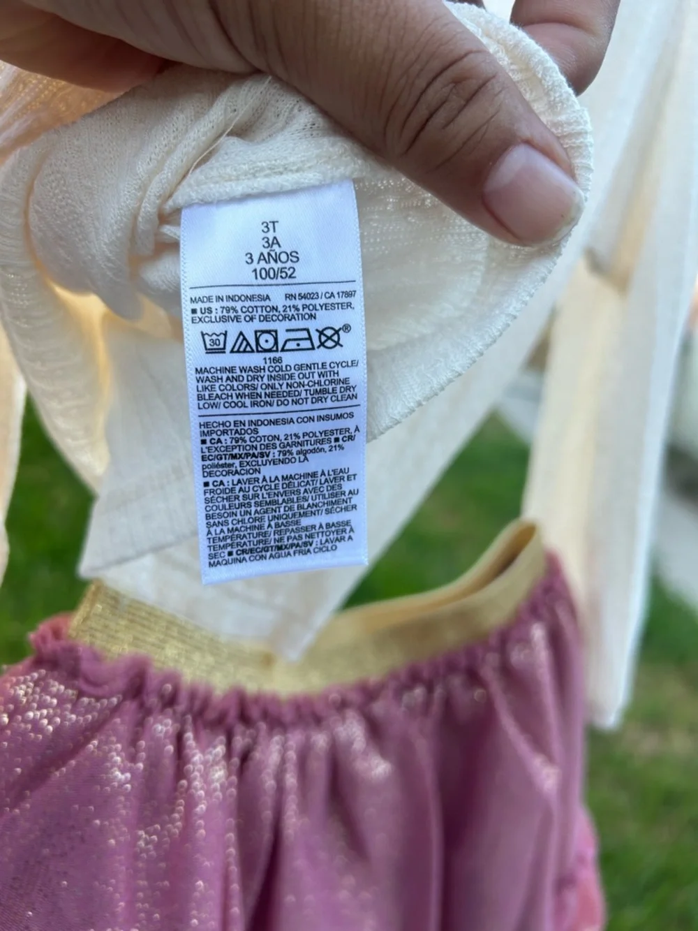 Old Navy Cream Long Sleeve Top with Dusty Rose Sparkle Tulle Skirt